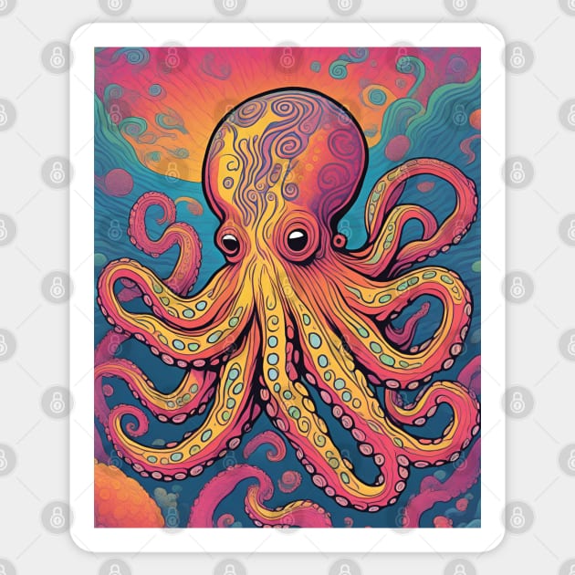 My Octopus teacher goes Psychedelic Sticker by drumweaver